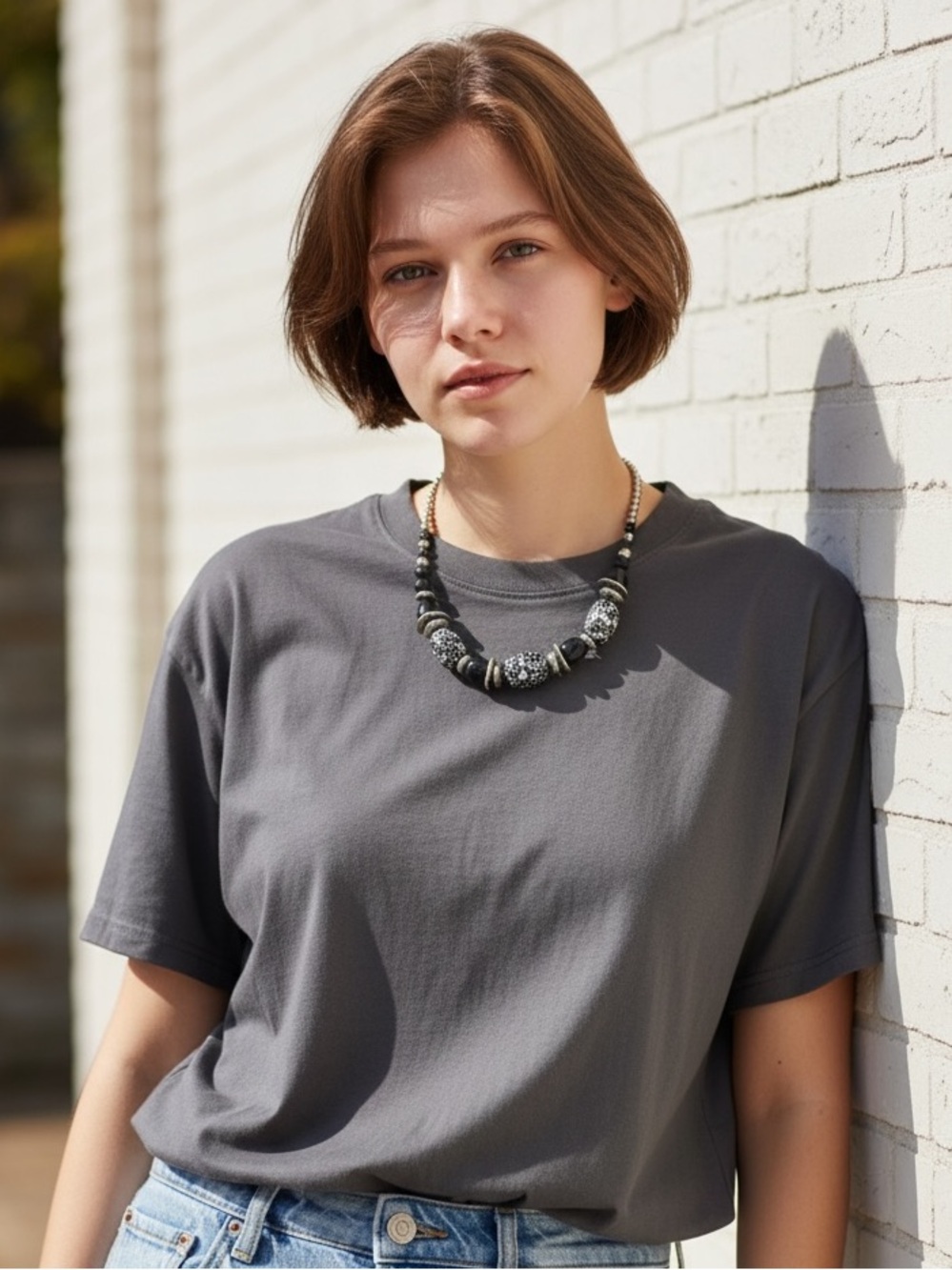 Black and Silver Beaded Necklace
